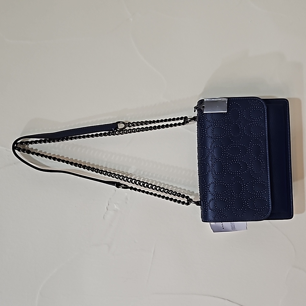 NWT COACH KLARE CROSSBODY SIGNATURE RIVET  TRUE NAVY STYLE CX260 SUEDE‎ LINING - Picture 9 of 16